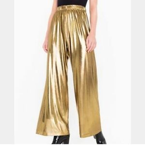 American Apparel Metallic Gold Wide Leg Pant size SMALL